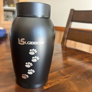 Source Unknown Black Pet Urn with Paw Prints